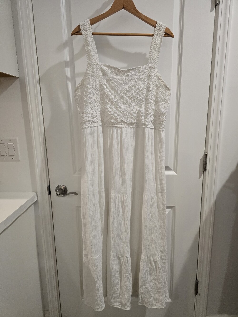 Lauren Conrad White Linen Smocked Maxi Dress